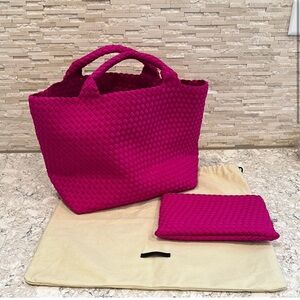 Naghedi Fuchsia Woven Tote with Wristlet